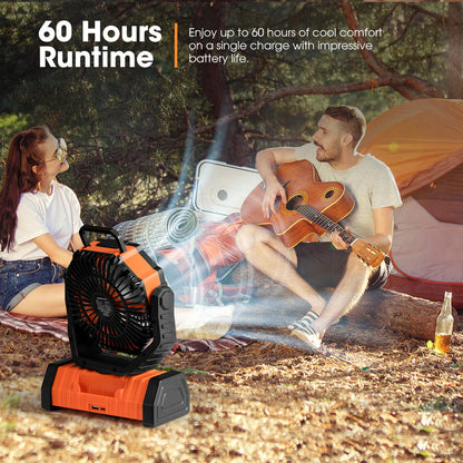 Portable Camping Fan Rechargeable Tent Fan w/ LED Light